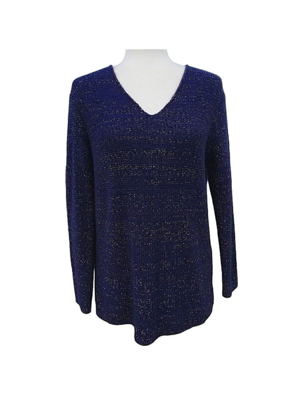 Gap V-Neck Pullover Long Sleeve Wool Blend Blue Sweater Size Medium